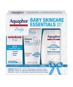 Aquaphor Baby Skin Care Essentials Gift Set with Baby Wash and Shampoo (16.9 Fl Oz) + Healing Ointment for Chapped Skin and Drool Rash (7Oz) + Diap...