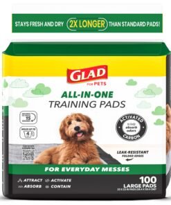 Glad for Pets Black Charcoal Puppy Pads, 23"x23" Disposable Training Pads That Absorb Urine & Neutralize Odor with Activated Carbon - 100 Count