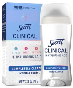 Secret Clinical Strength Antiperspirant Deodorant for Women, 100hr Sweat & Odor Protection, 3X Stress Protection with Hyaluronic Acid, PH Balanced,...
