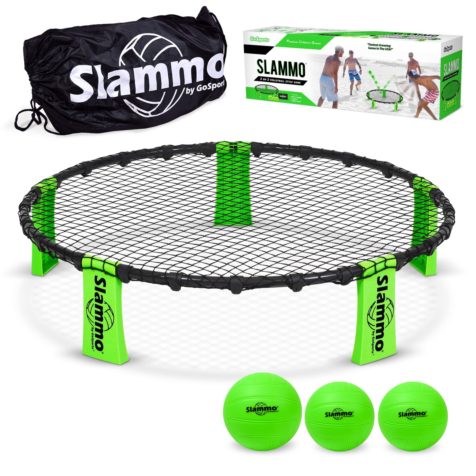 GoSports Slammo Game Set (Includes 3 Balls, Carrying Case and Rules) – Outdoor Lawn, Beach & Tailgating Roundnet Game