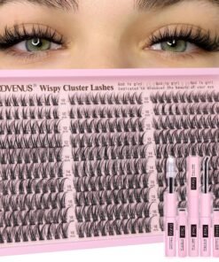 Lash Clusters Kit Wispy Eyelash Clusters Lashes Natural DIY Lash Extension Kit 10-16mm Cluster Eyelash Extensions Kit 300pcs C Curl Individual Lash...
