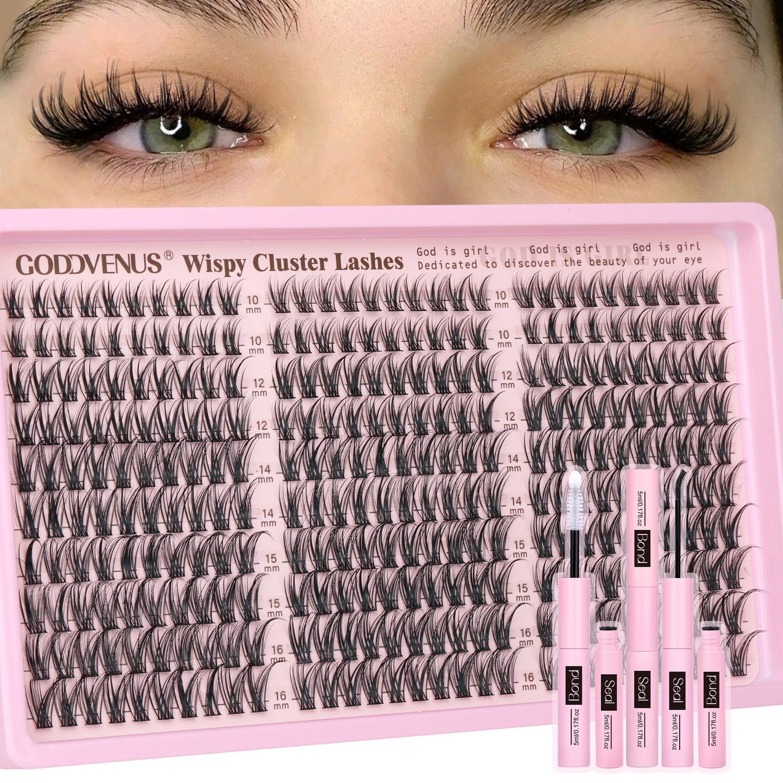 Lash Clusters Kit Wispy Eyelash Clusters Lashes Natural DIY Lash Extension Kit 10-16mm Cluster Eyelash Extensions Kit 300pcs C Curl Individual Lash…