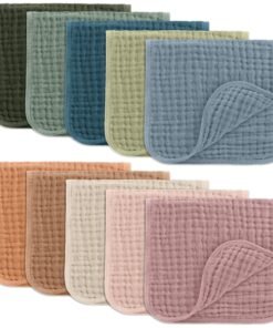 Comfy Cubs Muslin Burp Cloths 20" x 10", Pack of 10 - Large, 6-Layer, Ultra Absorbent 100% Cotton for Baby Drool and Messes - Soft, Safe & Gentle B...