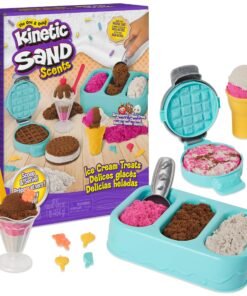 Kinetic Sand Scents, Ice Cream Treats Playset, Easter Basket Stuffers, Includes 3 Scented Colors of Moldable Play Sand & 6 Tools, Sensory Toys for ...