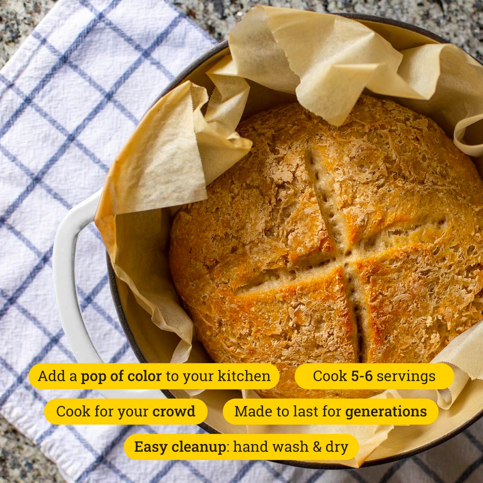 Lodge Essential Enamel Cast Iron Dutch Oven - Perfect for Bread Baking, Braising, Marinating & Slow Cooking - Features Moisture-Sealing Lid & Dual ... - Image 8