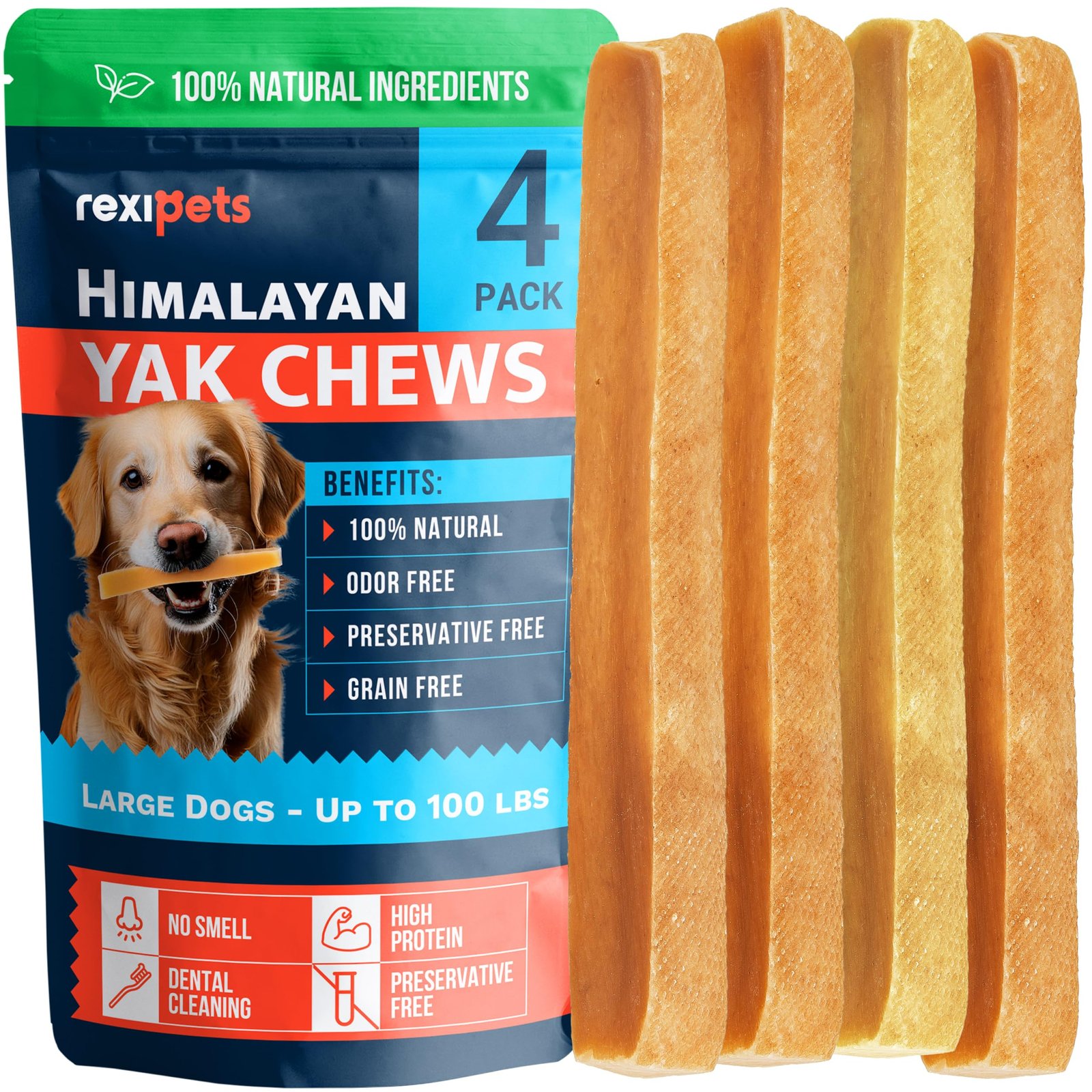 100% Natural Yak Cheese Himalayan Made Dog Chews All Breeds – Lactose Free Yak Chew for Small, Medium & Large Dogs – Dental Cleaning Dog Chews Aggr…